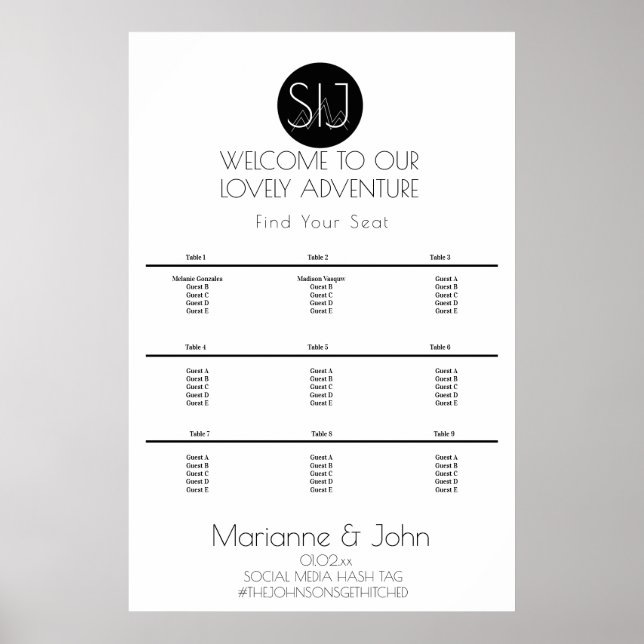 Minimalist Mountain Top Logo Seating Chart (Front)