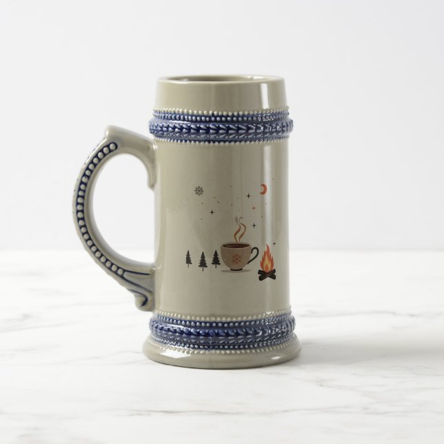 Minimalist Mountain Winter Hoodie Beer Stein (Left)