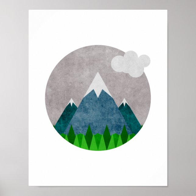 Minimalist Mountains Art Poster (Front)
