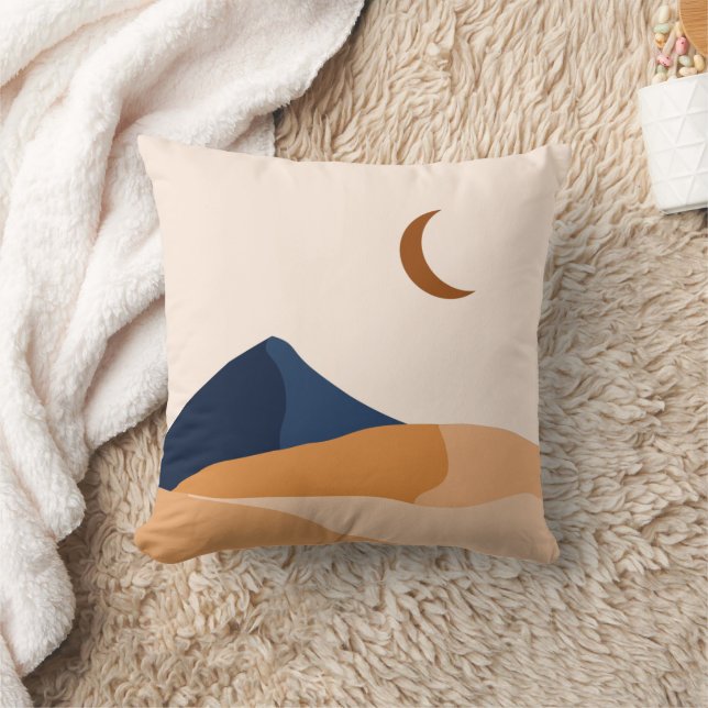 Minimalist Mountains Mid Century Modern Throw Pillow (Blanket)