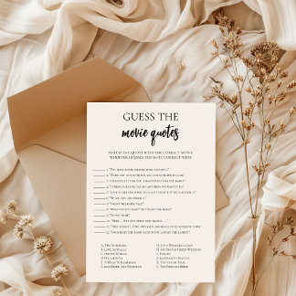 Minimalist Movie Quotes Bridal Shower Game Card