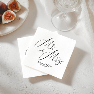 Minimalist Mr and Mrs Script Wedding Napkins