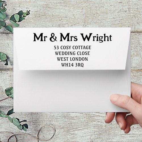 Minimalist Mr  Mrs Wedding Return Address Envelope