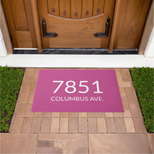 Minimalist mulberry pink and white elegant  doormat
