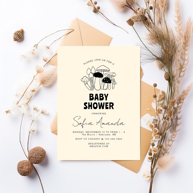 Minimalist Mushroom Baby Shower Invitation (Creator Uploaded)