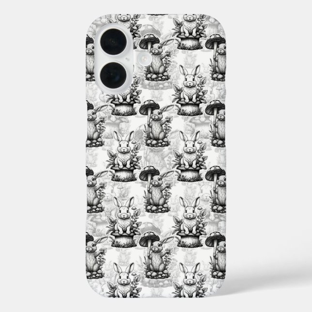 Minimalist Mushroom Rabbit Pattern Design  Case-Mate iPhone Case (Back)