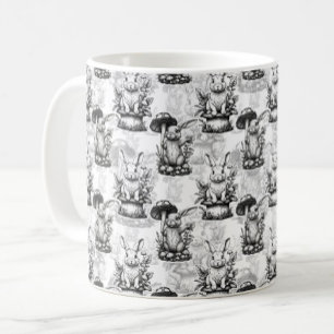 Minimalist Mushroom Rabbit Pattern Design Coffee Mug