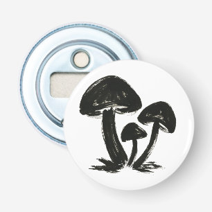 Minimalist Mushrooms – Ink Brush Forest Trio on Bottle Opener