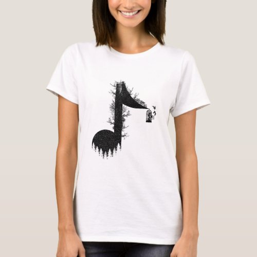 Minimalist Music Life for listen to song of Nature T_Shirt