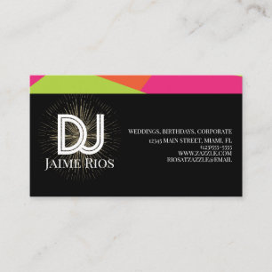Minimalist Music Producer Black Gold Neon Business Card