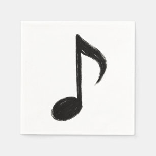 Minimalist Musical Note – Ink Brush Style on Napkins