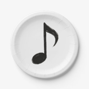 Minimalist Musical Note – Ink Brush Style on Paper Plates