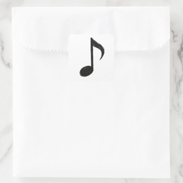 Minimalist Musical Note – Ink Brush Style on  Square Sticker (Bag)