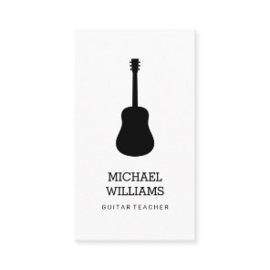 Minimalist Musician Acoustic Guitar Business Card