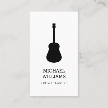 Minimalist Musician Acoustic Guitar Business Card by rockandpicks at Zazzle