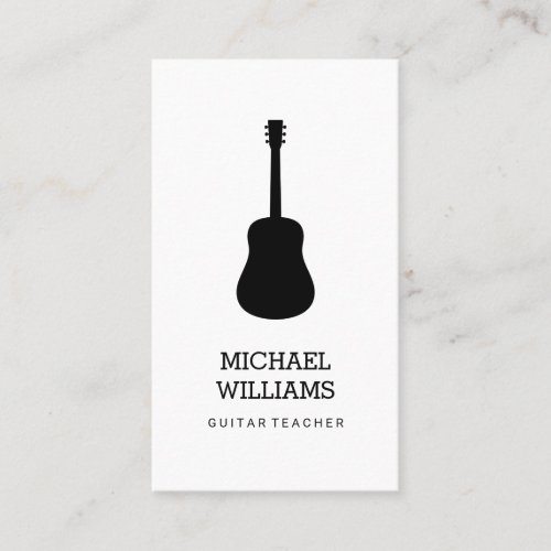 Minimalist Musician Acoustic Guitar Business Card