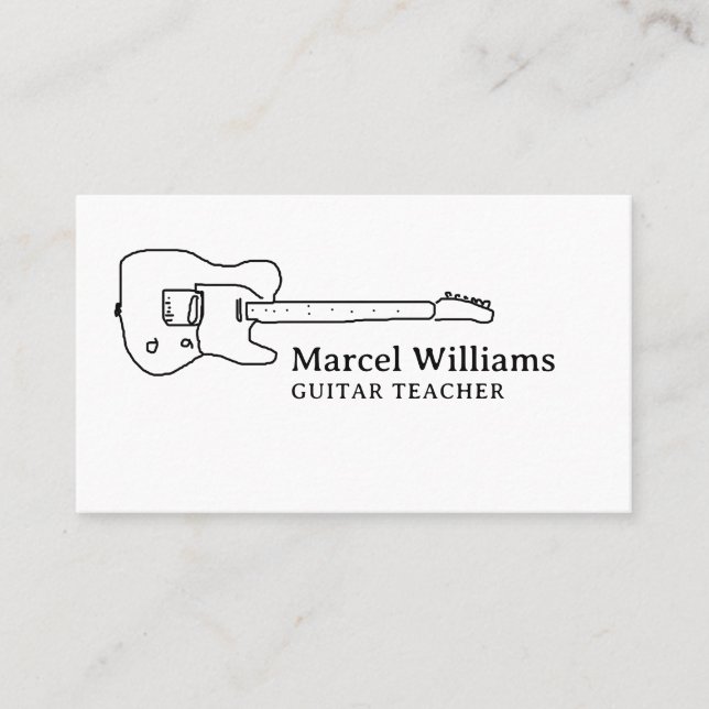 Minimalist Musician Guitar Business Card (Front)