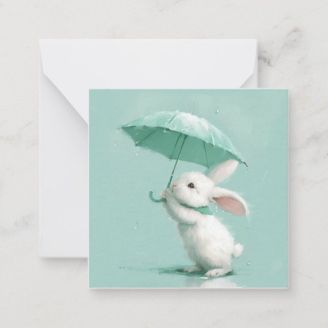 Minimalist Musings: Let Raindrops Guide You Bunny Note Card (Front)