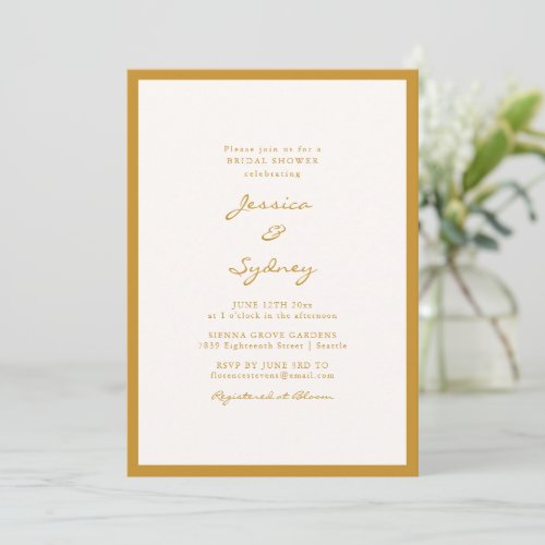 Minimalist Mustard Yellow Border Bridal Shower Invitation