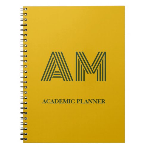 Minimalist Mustard Yellow & Forest Green Monogram Notebook