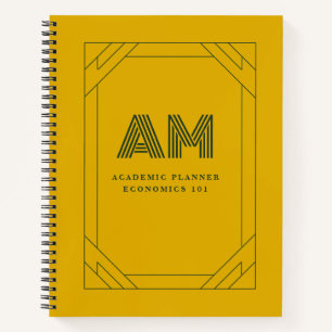 Minimalist Mustard Yellow & Forest Green Monogram Notebook