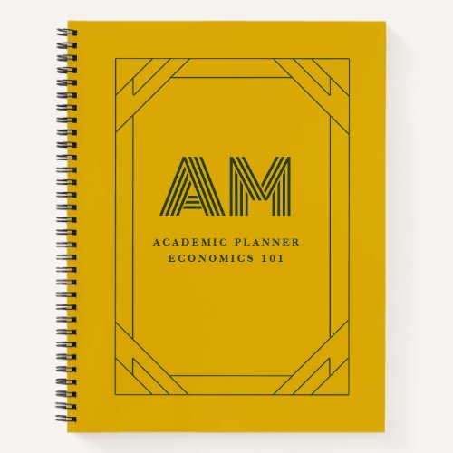 Minimalist Mustard Yellow & Forest Green Monogram Notebook