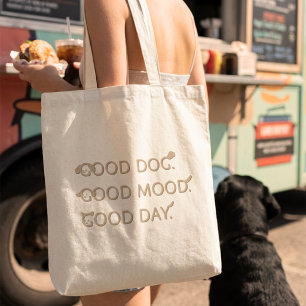 Minimalist Muted Beige Dog Lover Typography Tote Bag