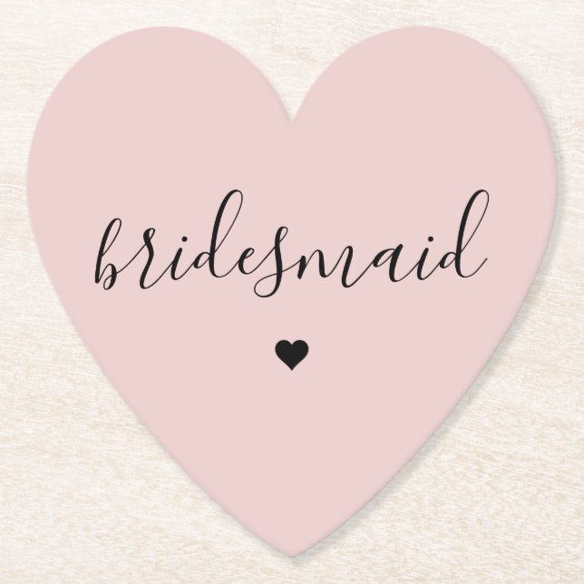 Minimalist Muted Blush Pink Bridesmaid Gifts  Paper Coaster (Front)