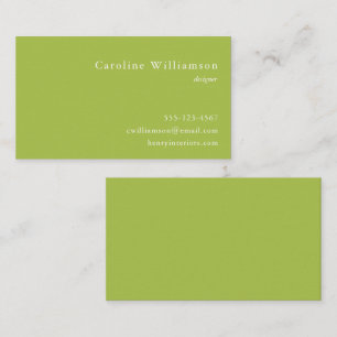 Minimalist Muted Lime Green Elegant Professional Business Card