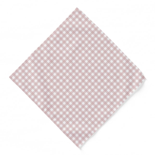 Minimalist Muted Pink Shade Plaid Pattern Bandana (Front)