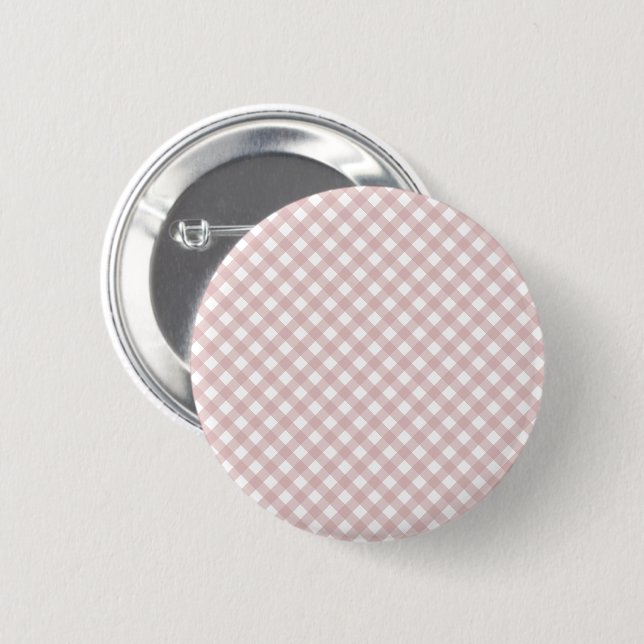 Minimalist Muted Pink Shade Plaid Pattern Button (Front & Back)