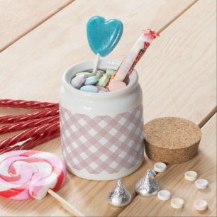 Minimalist Muted Pink Shade Plaid Pattern Candy Jar