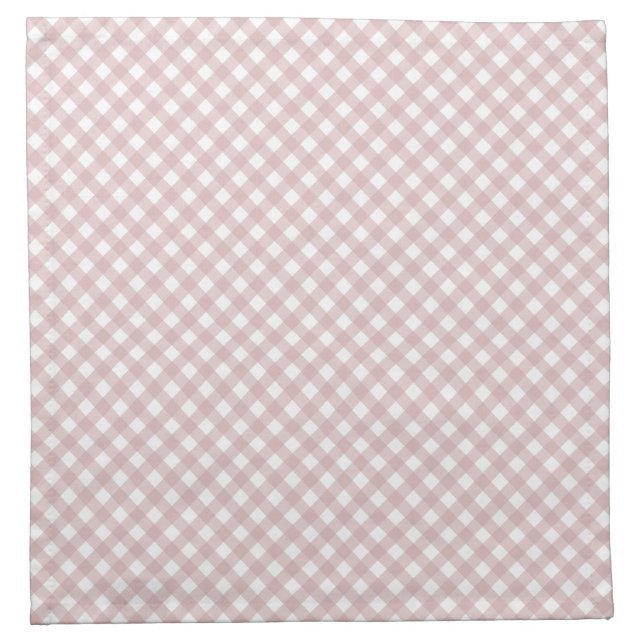 Minimalist Muted Pink Shade Plaid Pattern Cloth Napkin (Front)
