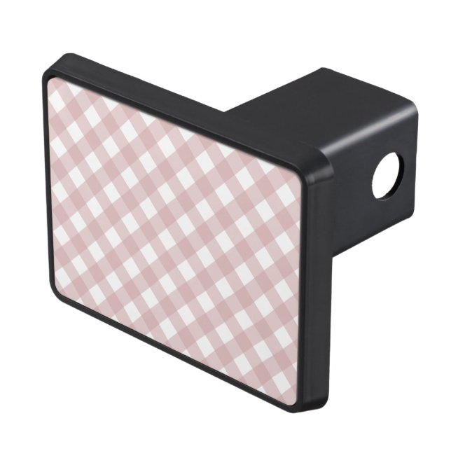 Minimalist Muted Pink Shade Plaid Pattern Hitch Cover (Top Right)