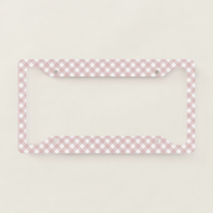Minimalist Muted Pink Shade Plaid Pattern License Plate Frame
