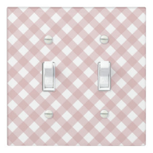 Minimalist Muted Pink Shade Plaid Pattern Light Switch Cover