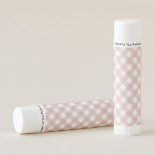 Minimalist Muted Pink Shade Plaid Pattern Lip Balm