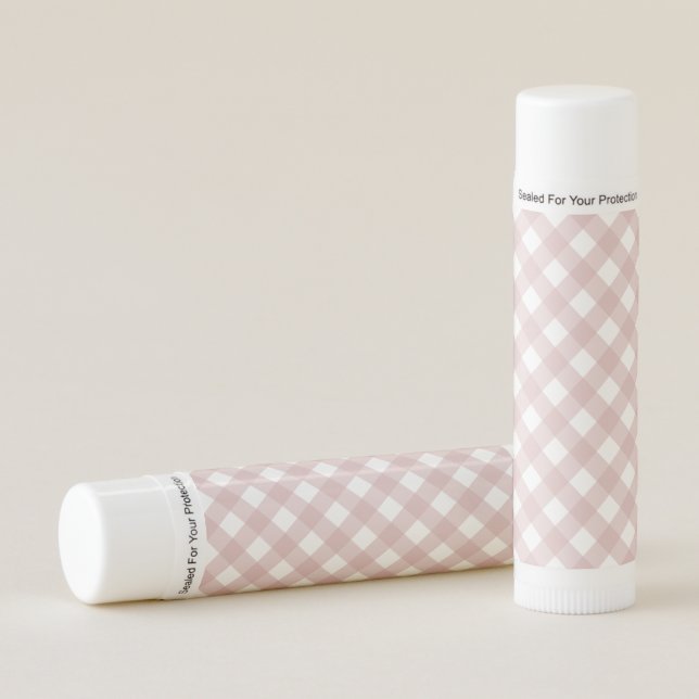 Minimalist Muted Pink Shade Plaid Pattern Lip Balm (Front)