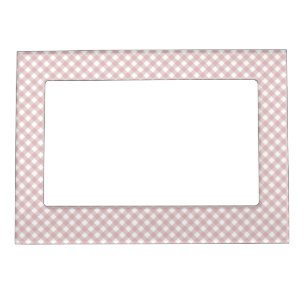 Minimalist Muted Pink Shade Plaid Pattern Magnetic Frame