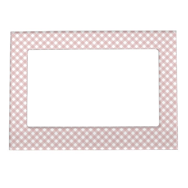 Minimalist Muted Pink Shade Plaid Pattern Magnetic Frame (Front)