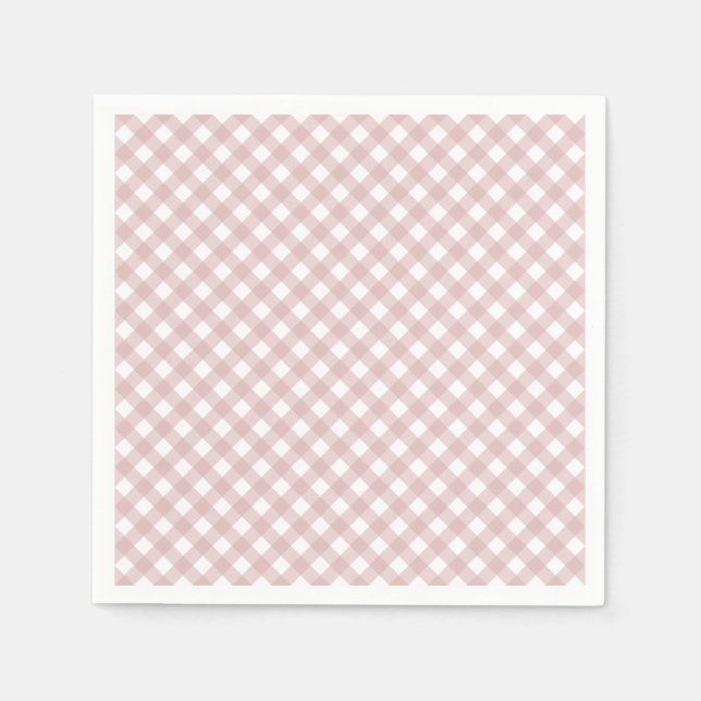 Minimalist Muted Pink Shade Plaid Pattern Napkins (Front)