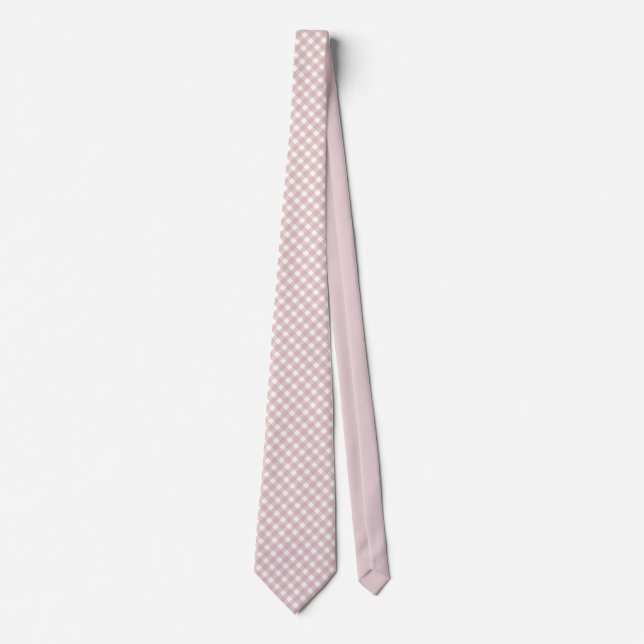 Minimalist Muted Pink Shade Plaid Pattern Neck Tie (Front)