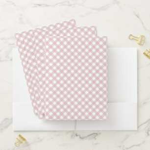 Minimalist Muted Pink Shade Plaid Pattern Pocket Folder