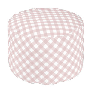 Minimalist Muted Pink Shade Plaid Pattern Pouf