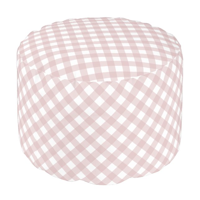 Minimalist Muted Pink Shade Plaid Pattern Pouf (Angled Back)