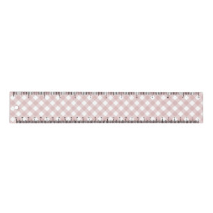 Minimalist Muted Pink Shade Plaid Pattern Ruler