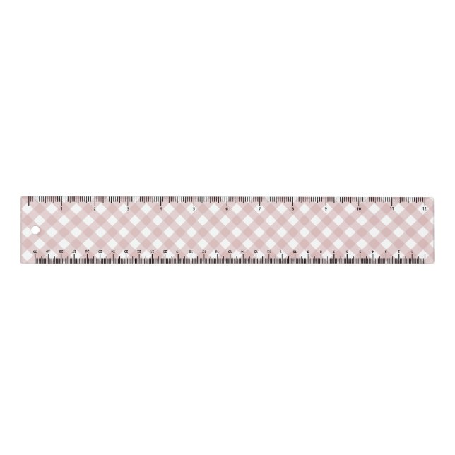 Minimalist Muted Pink Shade Plaid Pattern Ruler (Front)