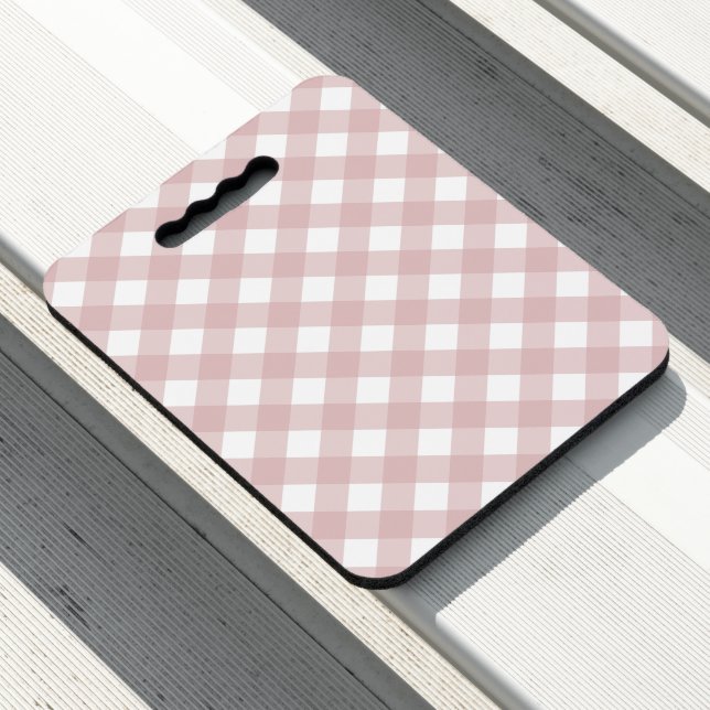 Minimalist Muted Pink Shade Plaid Pattern Seat Cushion (In Situ)
