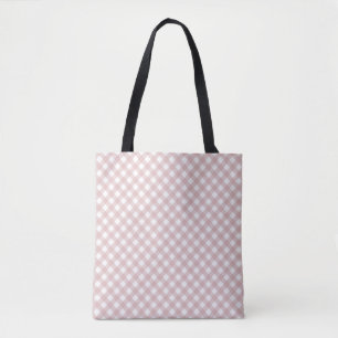 Minimalist Muted Pink Shade Plaid Pattern Tote Bag