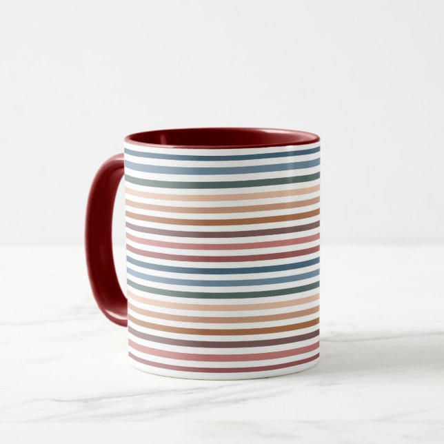 Minimalist Muted Rainbow Lines Mug (Front Left)
